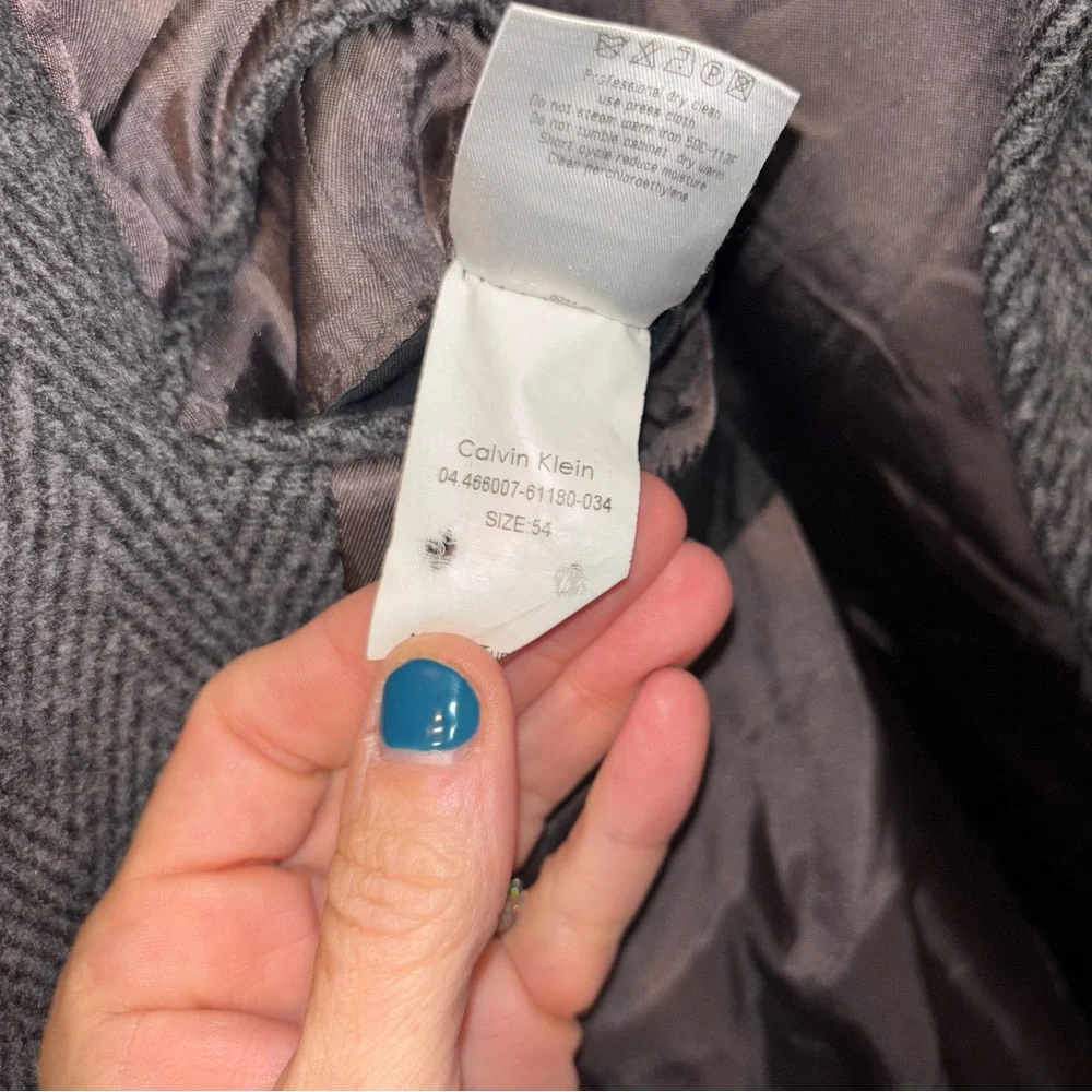 CALVIN KLEIN Gray Wool Blend Coat Size 54 - Picture 8 of 13